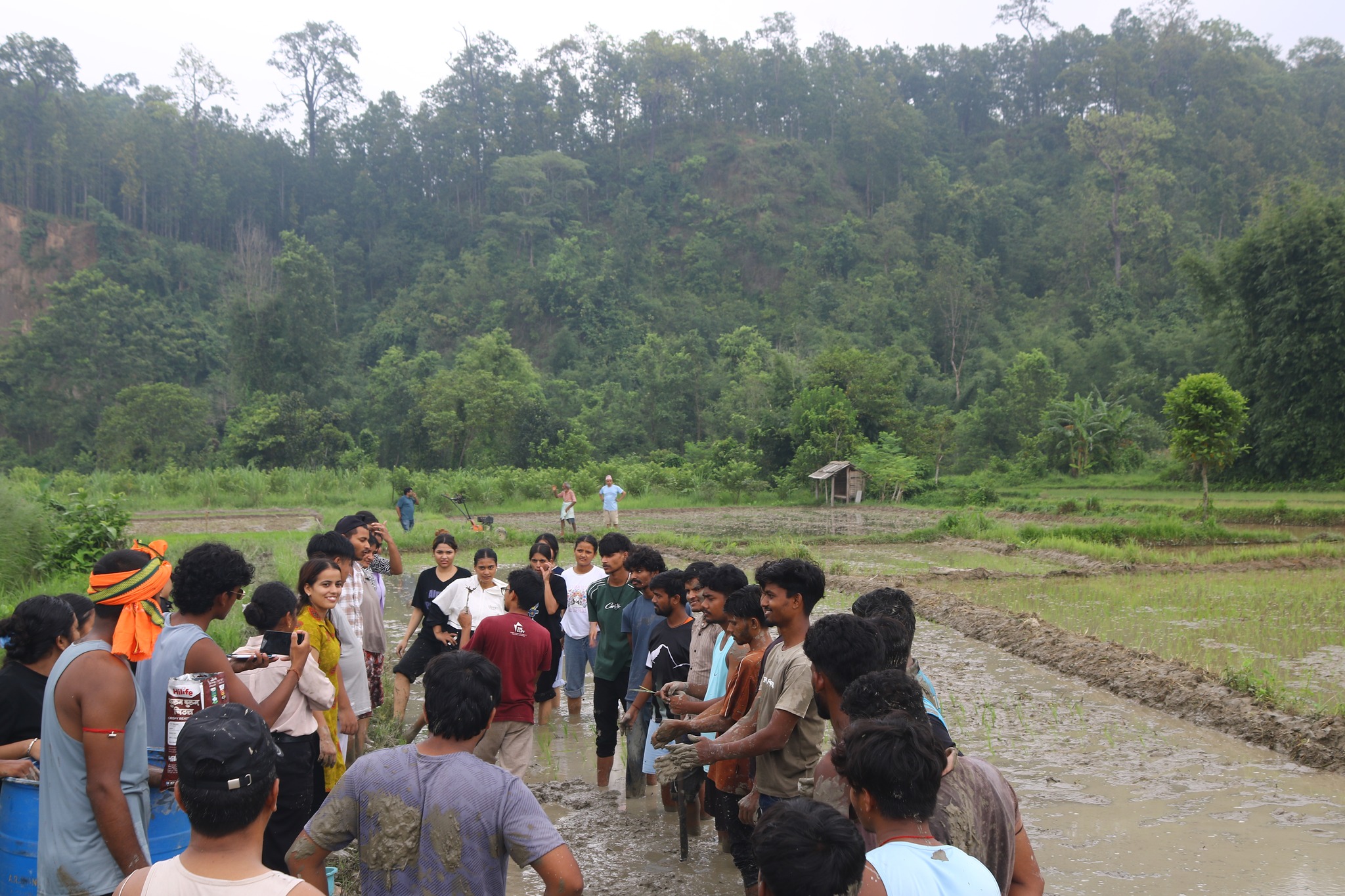 Participants learning together in a Chhahari Farm field